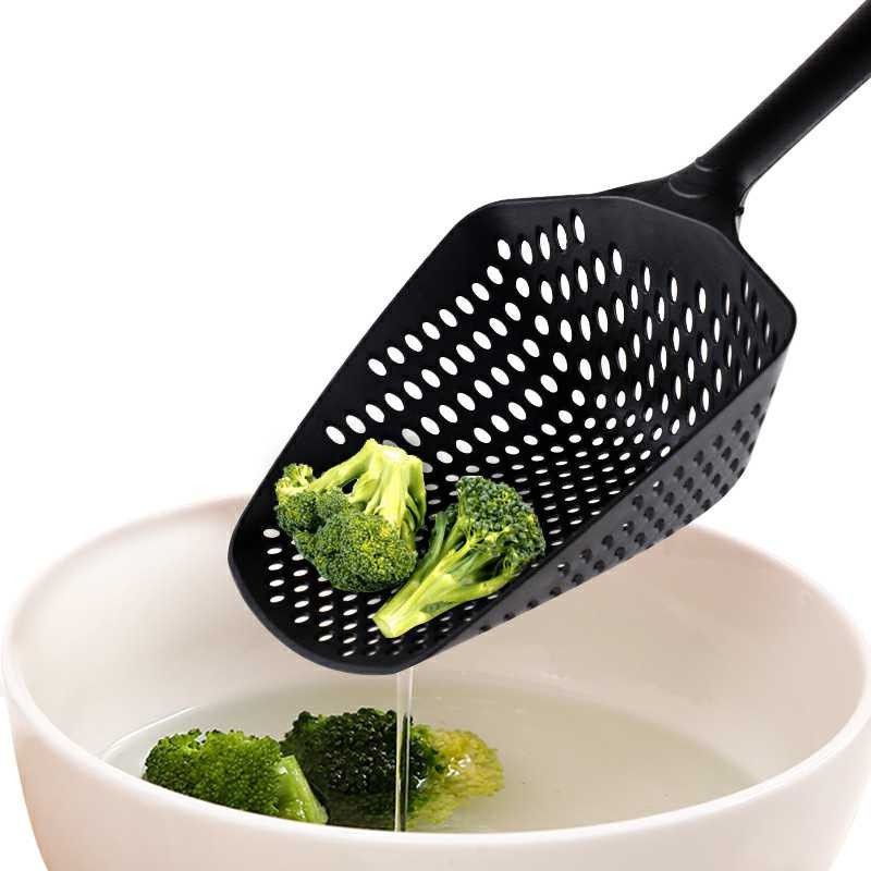 Black Shovels Strainer Vegetable Scoop Colander Spoon Soup Filter Kitchen Tools 