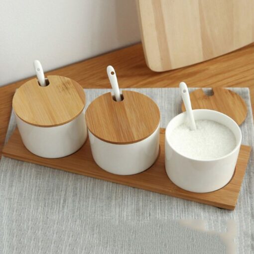 Ceramic Food Storage Containers With Bamboo Lid 2