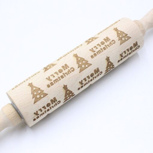 Christmas Embossing Rolling Pin Baking Cookies Noodle 1