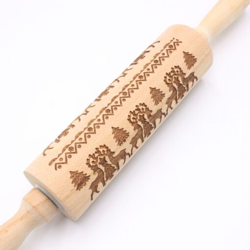 Christmas Embossing Rolling Pin Baking Cookies Noodle 2