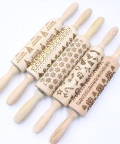 Christmas Embossing Rolling Pin Baking Cookies Noodle