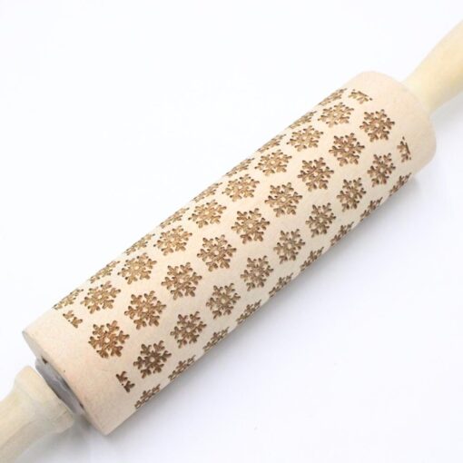Christmas Embossing Rolling Pin Baking Cookies Noodle 3